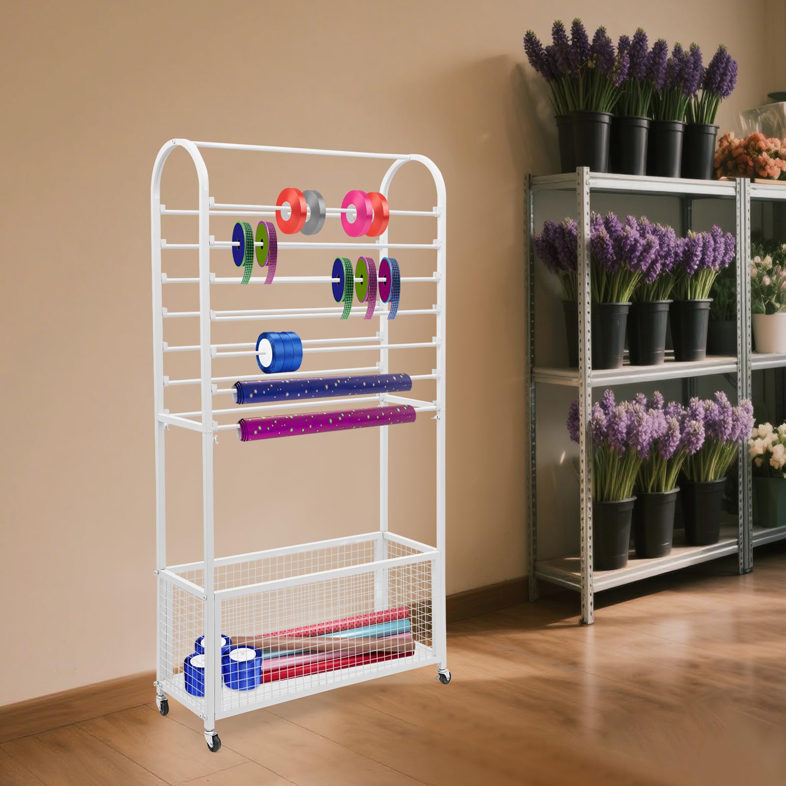 Meuble de rangement bureau pour papier d'emballage et classeur de littérature double face