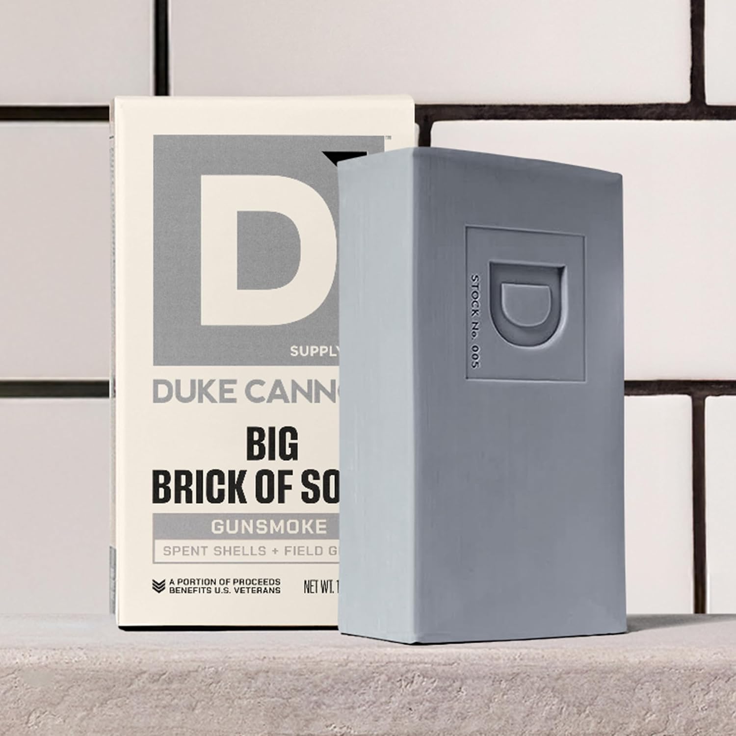 Duke Cannon Big Brick of Soap, Gun Smoke - Triple Milled, Rich Smoky Scent with Smoked Wood, Bourbon Vanilla & Charred Leather, 10 oz. (6-Pack)