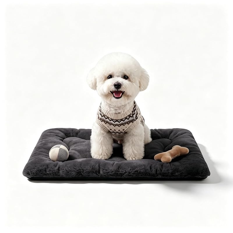 Tapete para Cama de Cachorro com Pele Sintética e Base Antiderrapante poimerk, Tamanho S (60,96 x 45,72 x 2,54 cm)