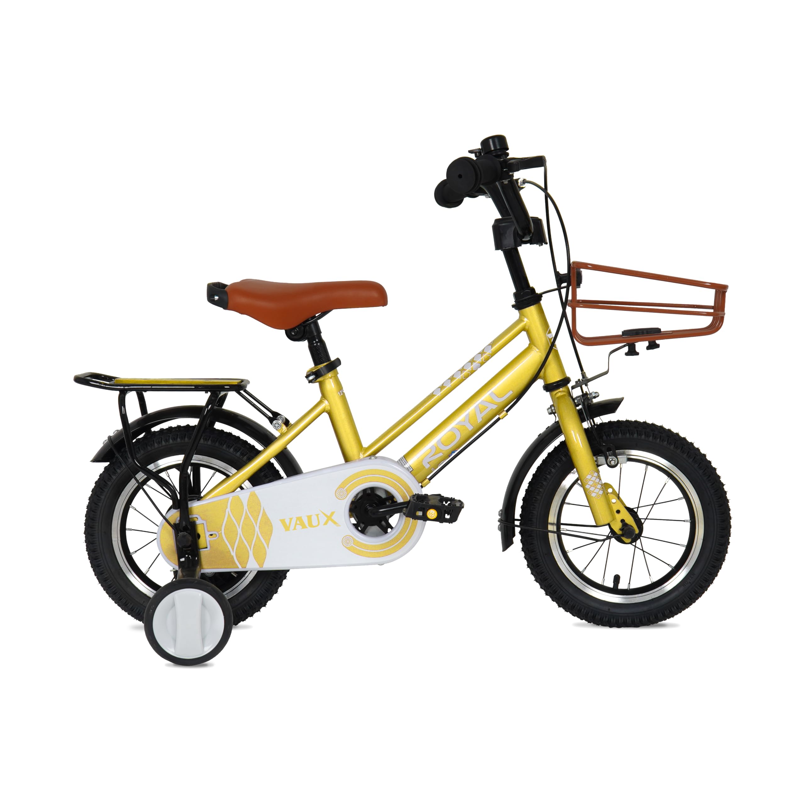 Vaux Royal Kids Road Bike w/Basket for 4-10 Years Boys Girls, Adjustable Seat,Handbrake, 12/14/16 Inch Bicycle with Training Wheels And 20 Inch w/Side Stand