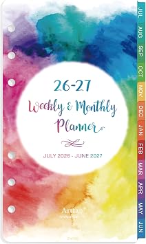 Planner Refills 2026-2027, Jul 2026 - Jun 2027, 3.75" x 6.75" | Planner Inserts , 2026-2027 Planner Weekly and Monthly, Calendar 2026-2027, 6 Holes