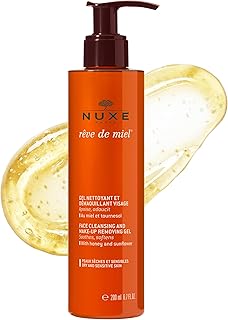 Nuxe Rêve de Miel Face Cleanser and Makeup Removing Gel for Dry and Sensitive Skin with Honey and Sunflower, 6.7 Fl Oz