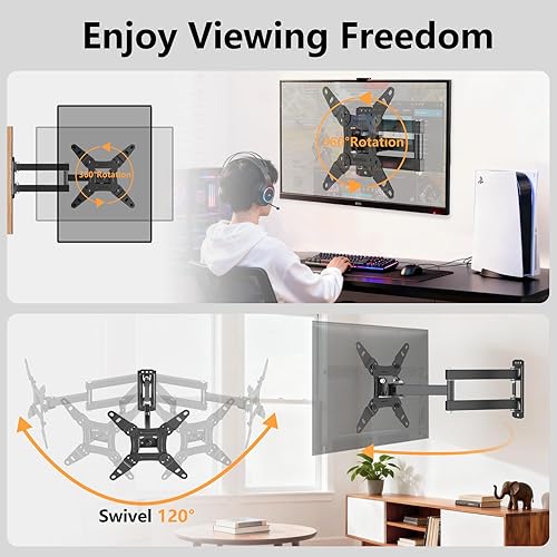 Miniatura 8 de Soporte de pared para TV de movimiento completo con giro, extensión e inclinación para la mayoría de televisores y monitores de pantalla plana LED