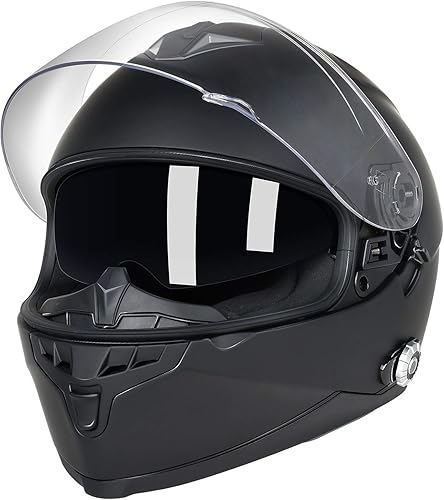 Casco de Motociclista de Cara Completa FreedConn Bluetooth 5.0 Integrado Intercomunicador de 2 Vías con Clasificación DOT FMVSS-218, Comunicación