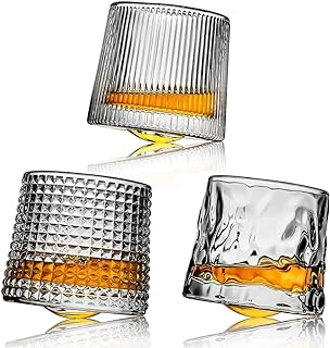 Whisky Gläser 3er Set Old Fashioned Handgeblasen Kristall Whiskyglas Bleifreiem Whiskybecher Geschenk für Männer für Scotch, Bourbon, Cognac und Cocktails 160ml (3-teiliges)