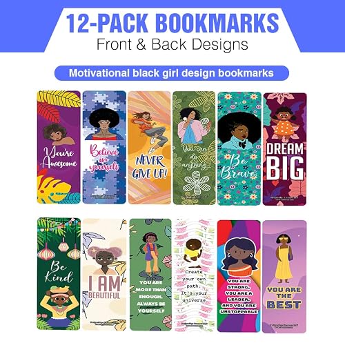 Creanoso Motivational Black Girl Design Bookmarks (2-Sets X 6 Cards) – Daily Inspirational Card Set – Interesting Book Page Clippers – Great Rewards For Adults And Professionals #TOP1