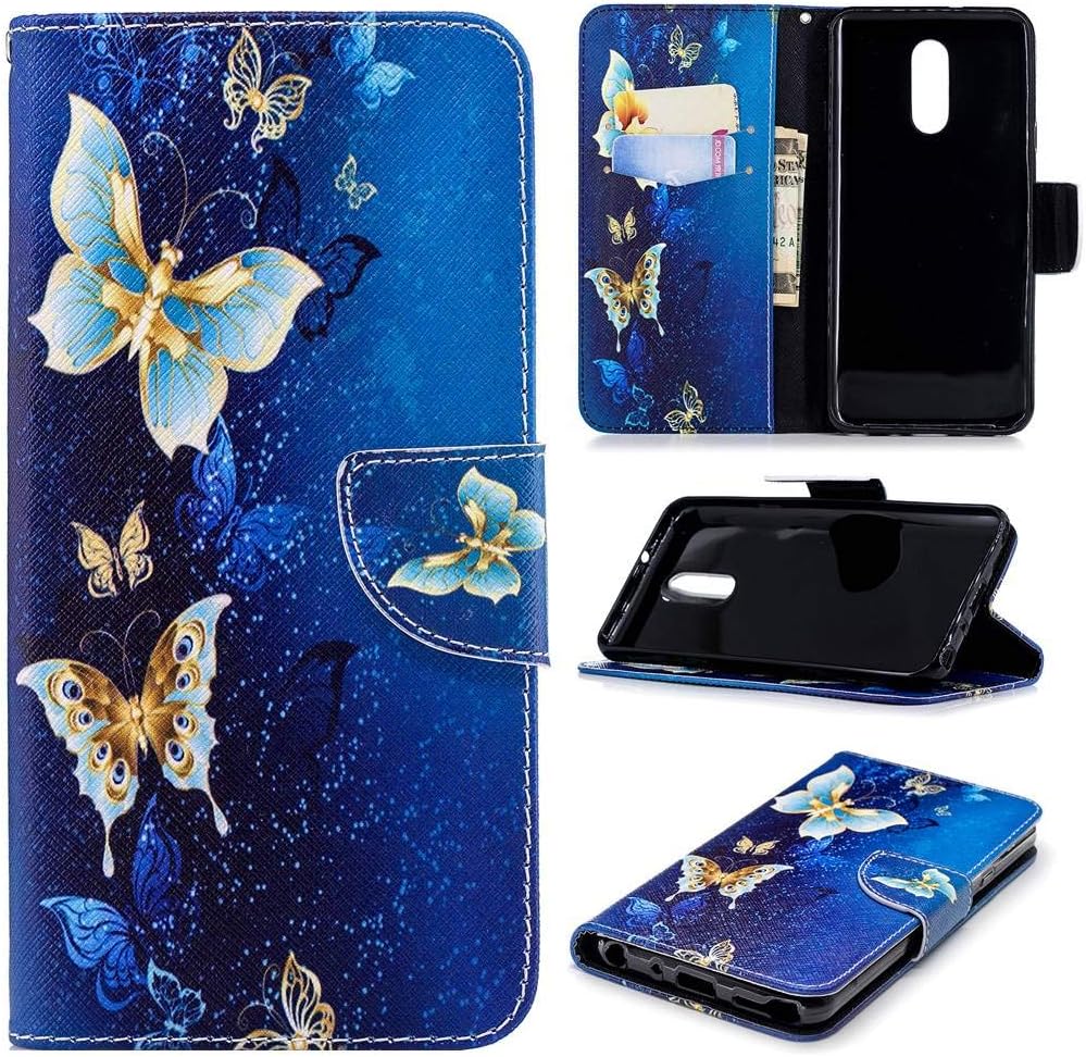 LG Stylo 4 Case, LG Q Stylus Case, Premium PU Leather Flip Folio Magnetic Closure Protective Shell Wallet Case Cover for LG Stylo 4 Case/LG Q Stylus with Kickstand Stand - Gold Butterfly