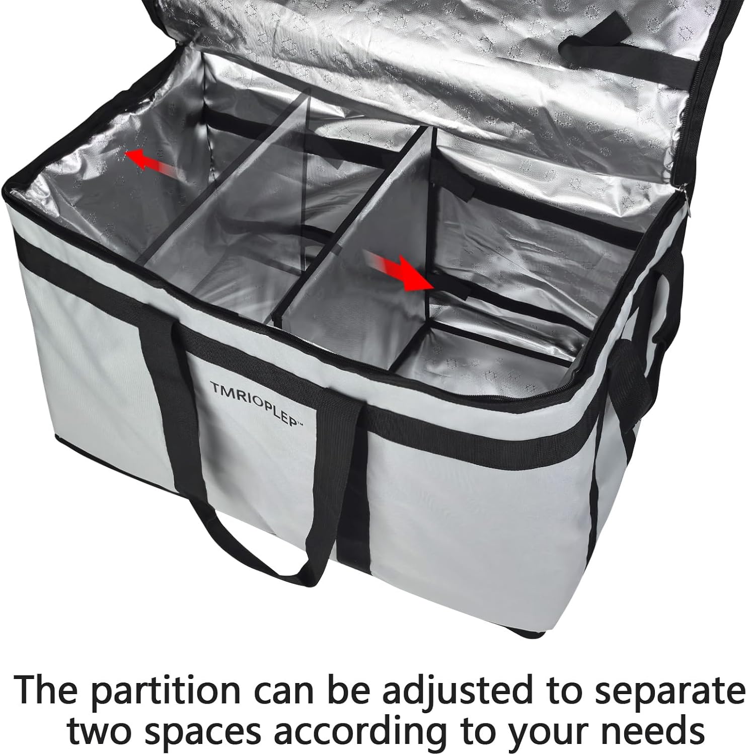Food Distribution Insulated Bag, Insulated Cold Meal Bag with Attached Bottom and Divider for Hot and Cold Food Outside (Partitioned, Grye)