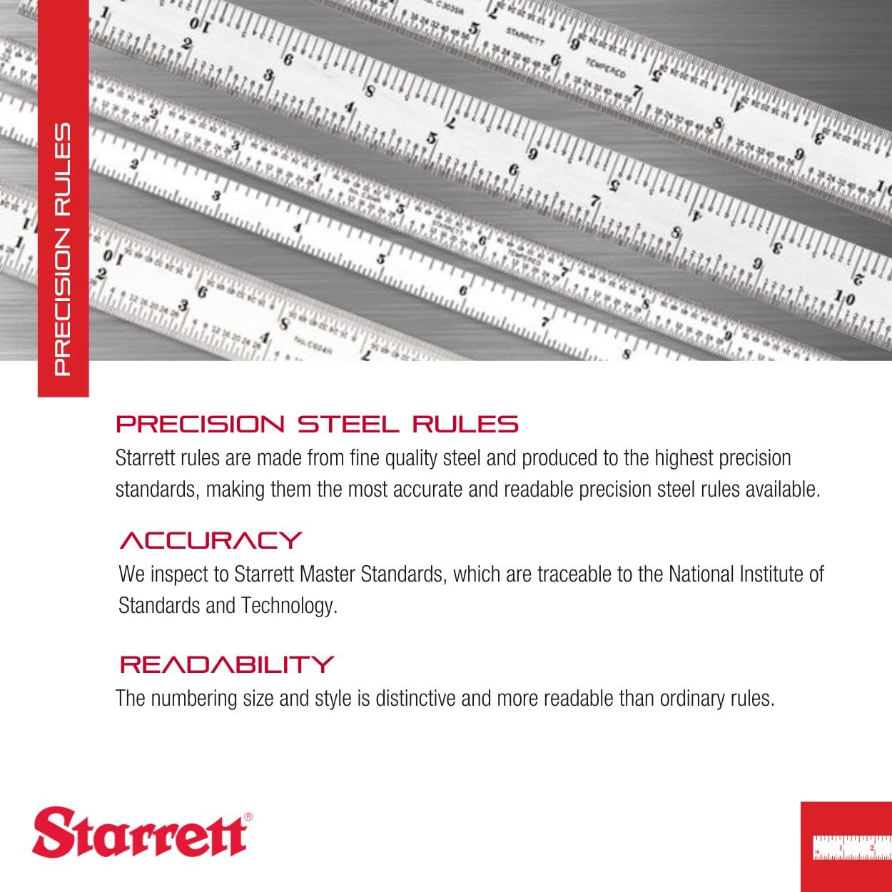 Starrett C637-150 Spring Tempered Steel Rule With Millimeter Gradu