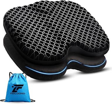 Kayak Seat Cushion with Storage Bag, Gel Waterproof Thick Egg Seat Pad Kayak Anti-Slip Seat Cushion with Non-Slip Cover for Sit in Office Chair, Car, Kayak Accessories Boat Canoe Fishing