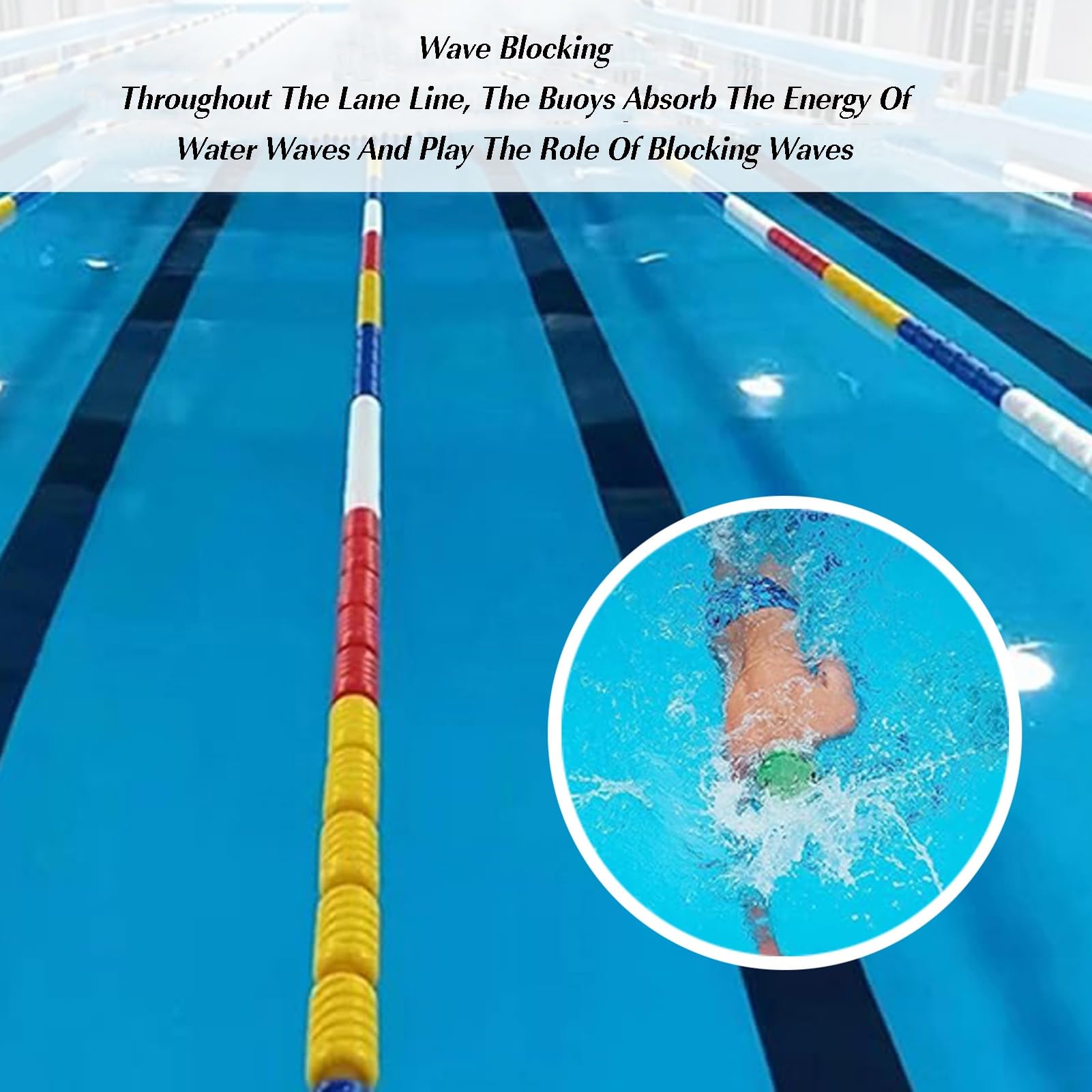 Recinzione di sicurezza per piscina, corda divisoria resistente con boe, 18 m per una visibilità e sicurezza efficaci, accessori essenziali per piscina