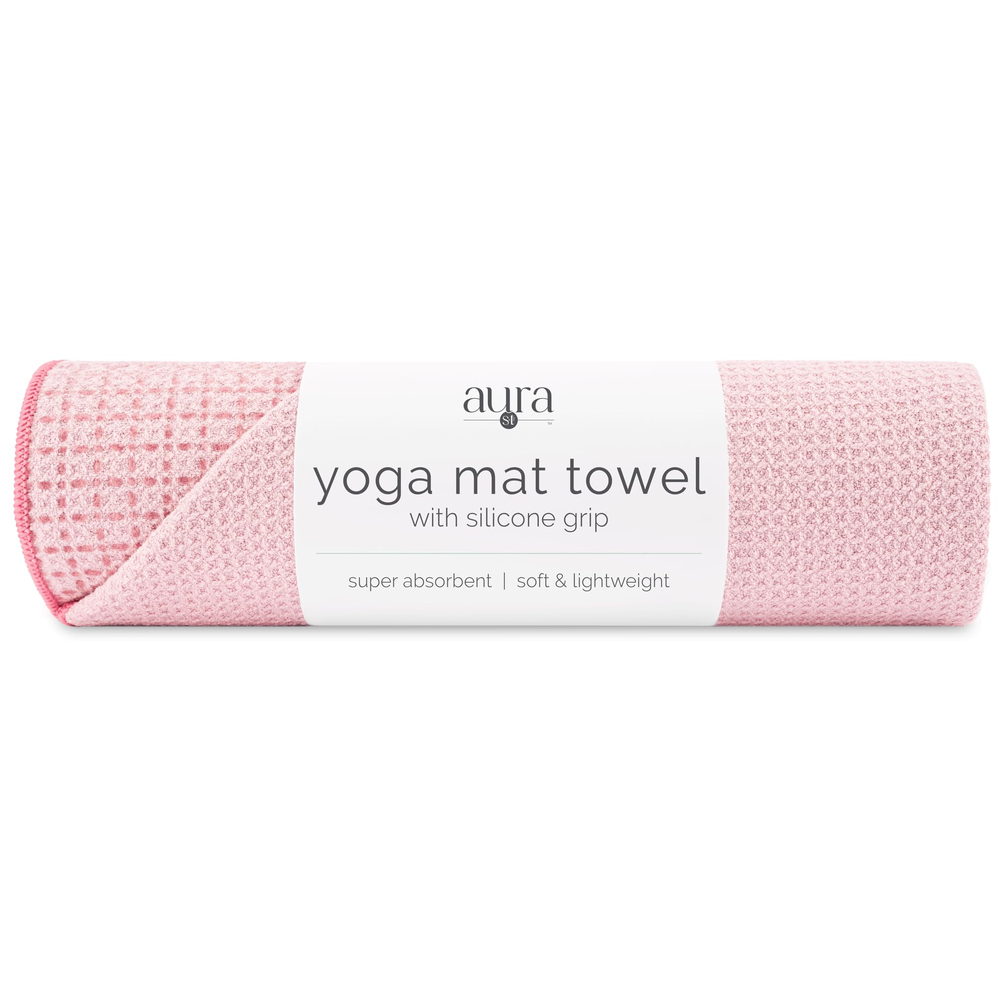 S&amp;T INC. Aura Microfiber Yoga Mat Towel with Grip, 24" x 72", Pink