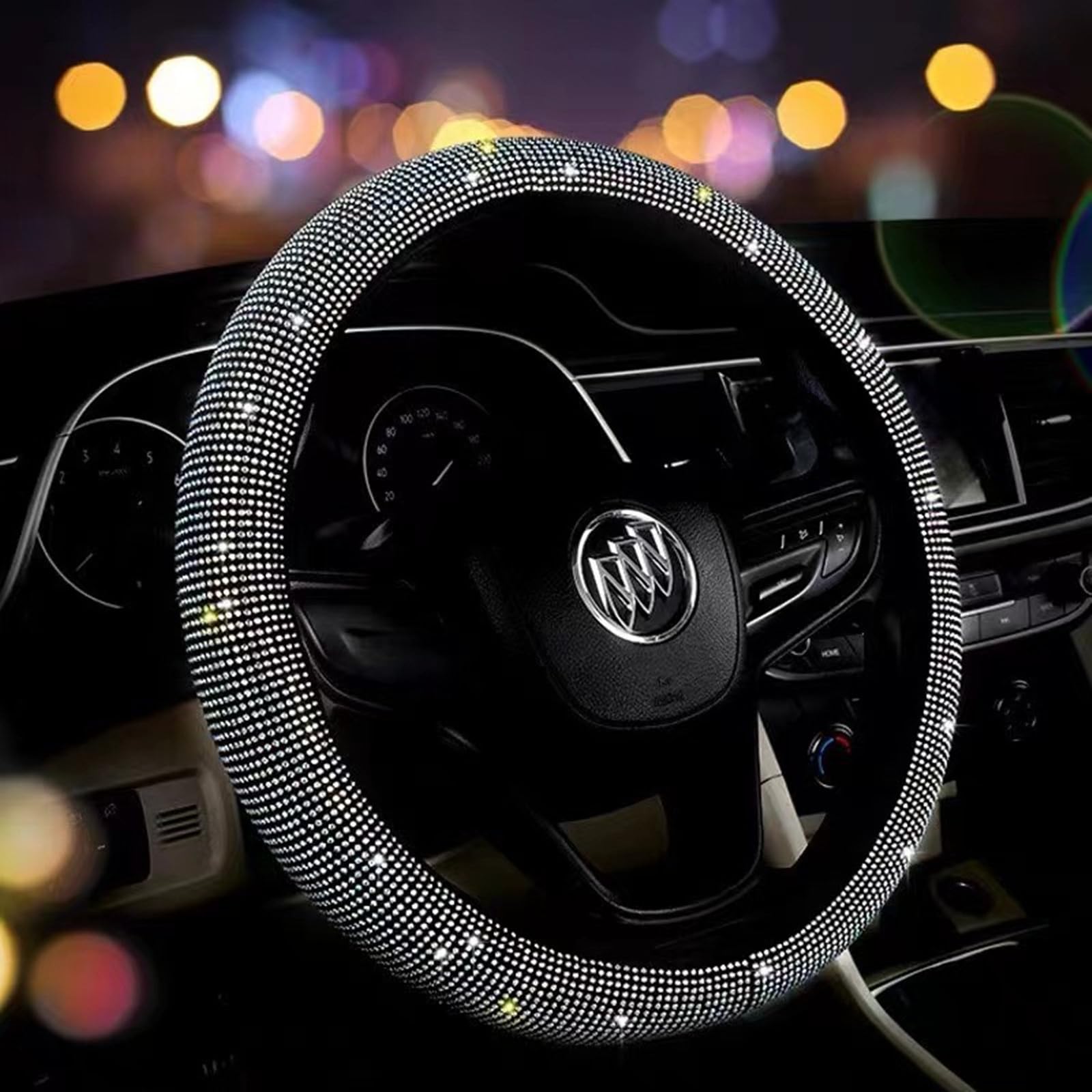 Sponsored Ad – Bling Sparkly Diamond Steering Wheel Cover, Crystal Rhinestones - Universal Size Fit 37-38CM, Breathable Car Accessory Steering Wheel Protector