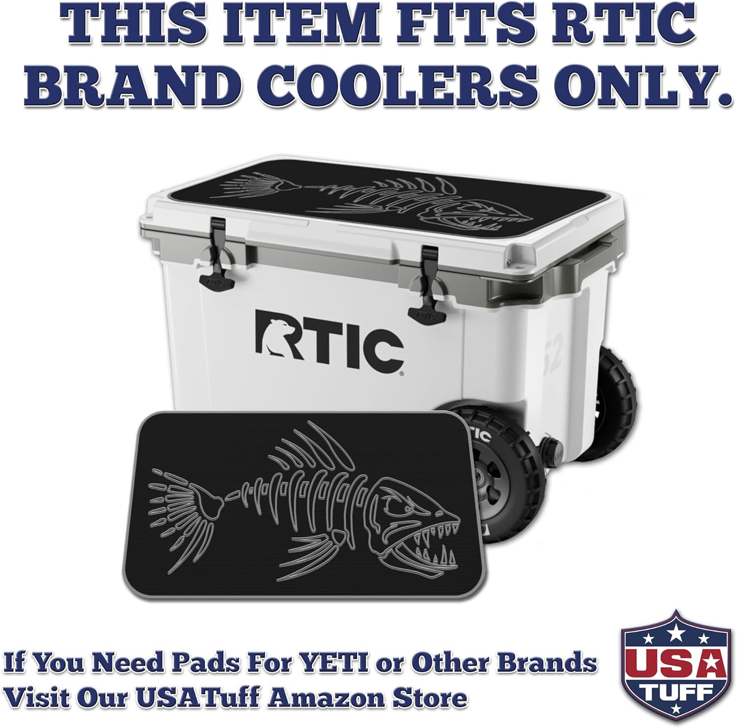 USATuff SeaDek EVA Mat Cooler Pad fits RTIC | Peel & Stick Application | Non Slip Comfort Accessories - Bonefish Design (Black-StormGray)