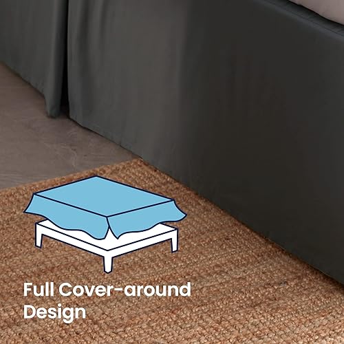 Miniatura 3 de SLEEP ZONE Faldas de cama plisadas envolventes de tamaño matrimonial, falda de cama a medida de 15 pulgadas, de fácil ajuste, antiestática, sin