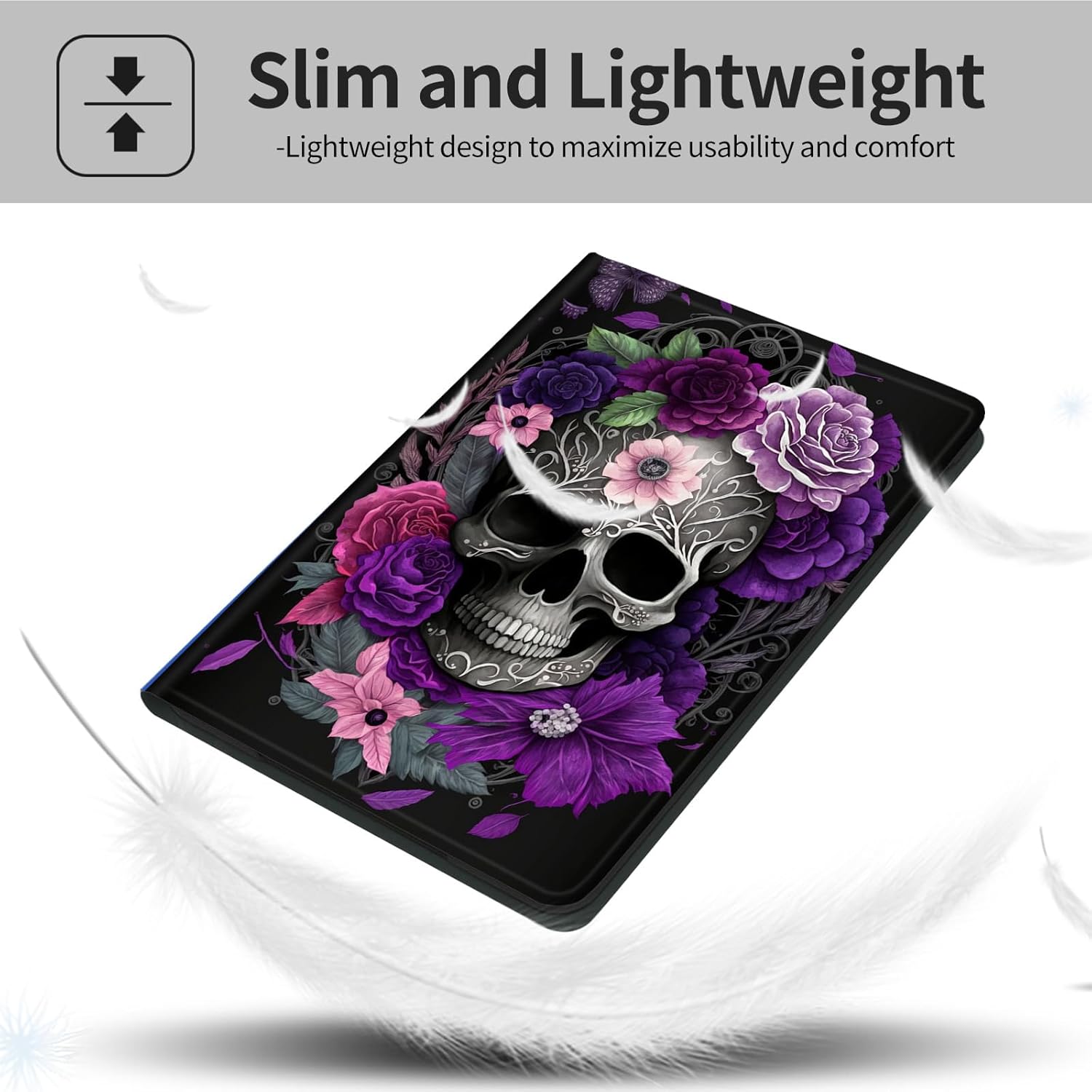 Case for 10.1" All-New Fire HD 10 Tablet (13th Generation,2023 Release) -PU Leather Slim Standing Smart Cover Case with Auto Sleep/Wake for Fire HD 10 2023,Purple Skull