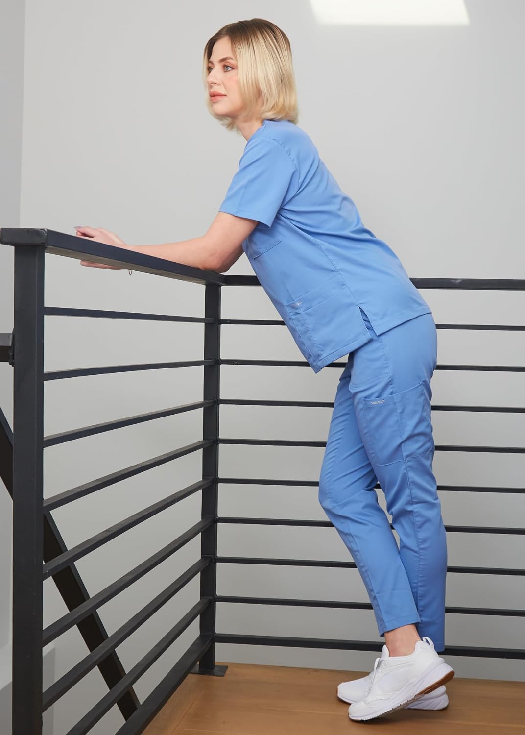 Dagacci Medical Uniform Unisex Women and Men’s V-Neck Super Stretch Scrub Set