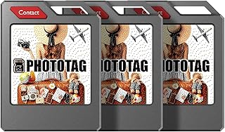 PhotoTag E Ink Bluetooth Tracker Tag–Works with Apple Find My (iOS Only), Smart Key Finder & Item Locator, Custom Picture Display–Luggage Tags, Airtag Holder, GPS Tracker (3-Pack Black)