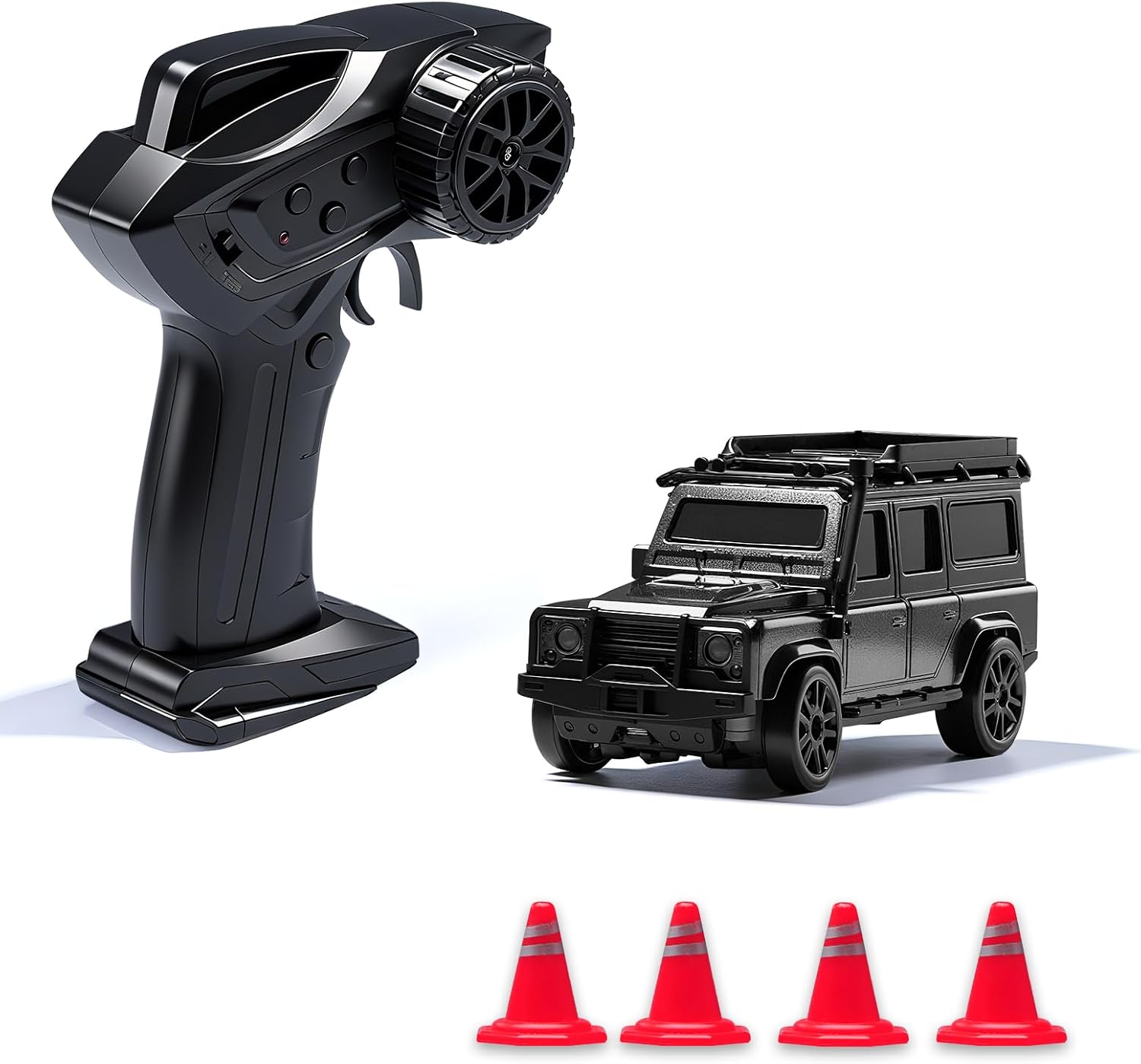 1/64 Scale Desktop Drift RC Car,Mini RC Sports Car 2.4Ghz with Gyro Mini Drift Racing Remote Contrl Cars Model Toys Hobby Gift for Adults and Kid Children's (SUV-Black)