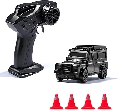 1/64 Scale Desktop Drift RC Car,Mini RC Sports Car 2.4Ghz with Gyro Mini Drift Racing Remote Contrl Cars Model Toys Hobby Gift for Adults and Kid Childrens SUV-Black