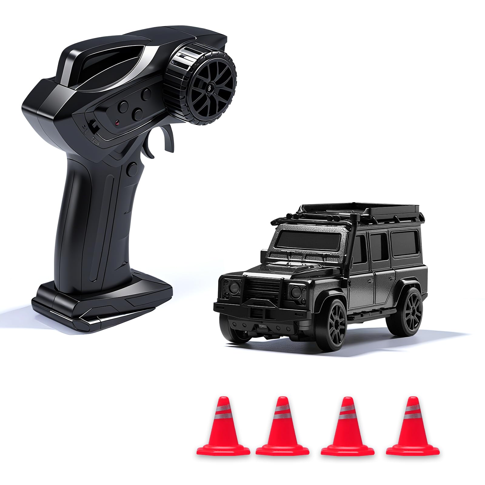 1/64 Scale Desktop Drift RC Car,Mini RC Sports Car 2.4Ghz with Gyro Mini Drift Racing Remote Contrl Cars Model Toys Hobby Gift for Adults and Kid Children's (SUV-Black)