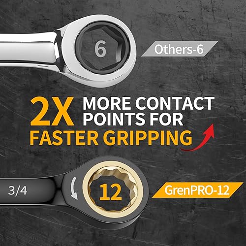 Miniatura 4 de Juego de llaves de trinquete, juego de llaves de trinquete, 9 piezas Sae 516 a 34 72Th de caja larga con anillo de color con bolsa enrollable con