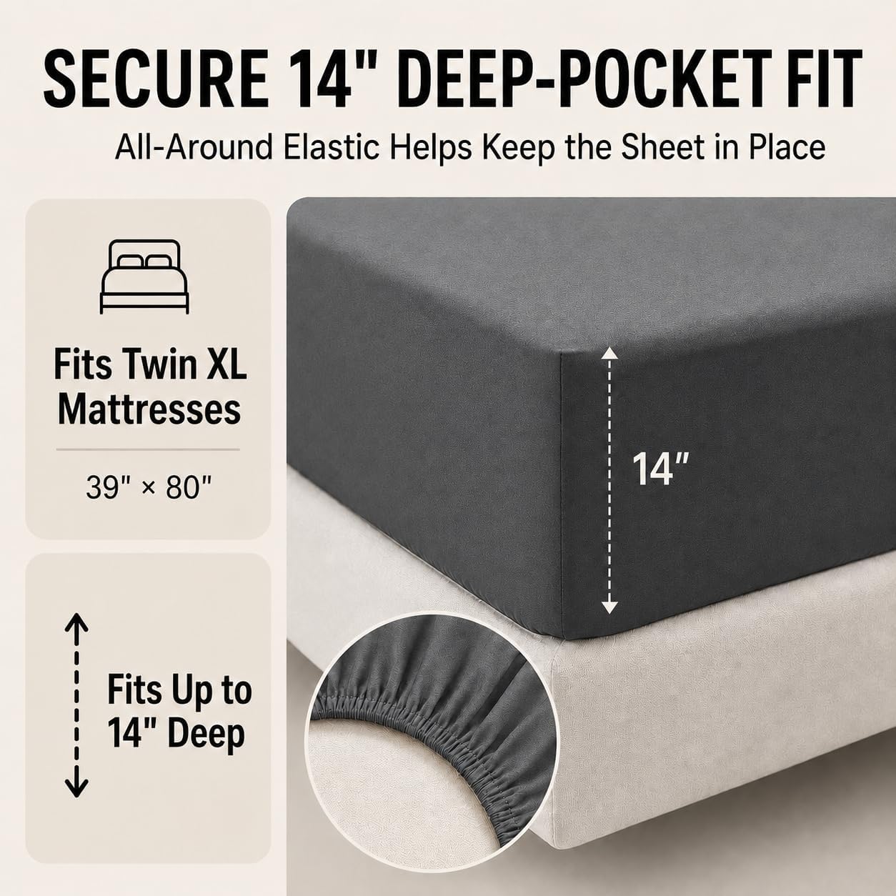 CozyLux Twin XL Comforter Set Dark Grey - 5 Pieces Twin XL Bed in a Bag image 5