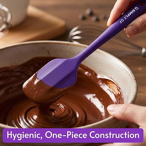 Miniatura 3 de Juego de 4 espátulas de silicona sin gluten, resistentes al calor, antiadherentes, de grado alimenticio, juego de espátulas de goma para hornear y