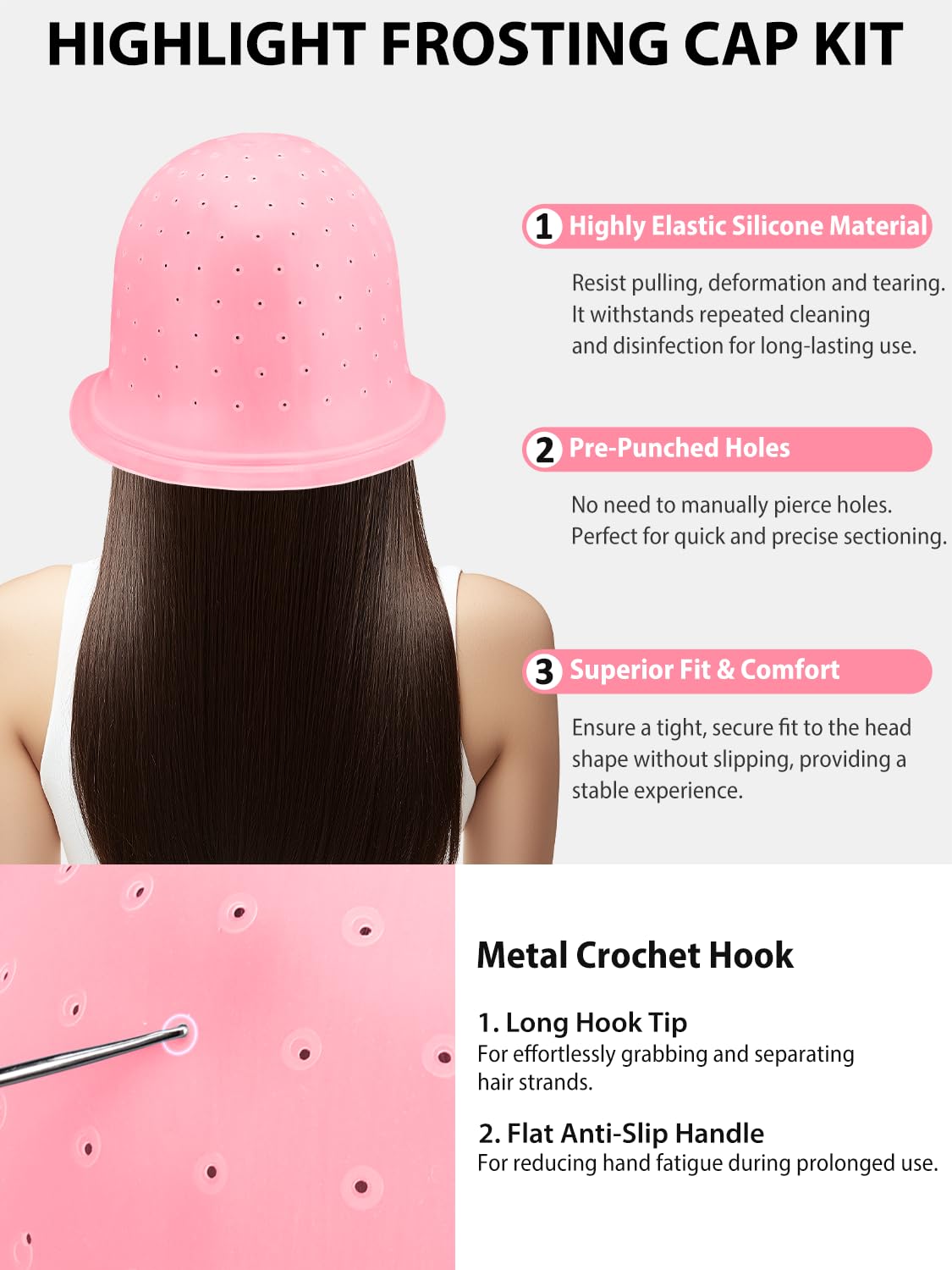 YOOVR 8-In-1 Highlight Kit with 2 Pre-Punched Silicone Highlight Caps, Pink image 3