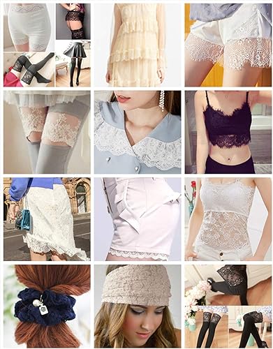 Miniatura 4 de Cinta de encaje elástica de 11 yardas de ancho, 6 pulgadas de ancho, tela de encaje para manualidades, manualidades, adornos de ropa, decoración de