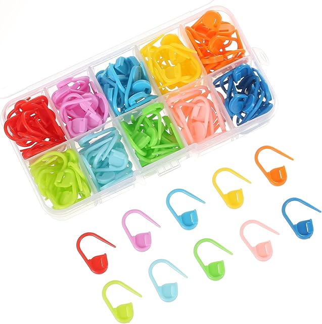 Smukdoo Crochet Stitch Marker, 150 Piece Knitting Crochet Locking Stitch Markers Clips,10 Colors