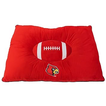 NCAA PET Bed - Louisville Cardinals Soft & Cozy Plush Pillow Bed. - Football Dog Bed. Cuddle, Warm Collegiate Mattress Bed for Cats & Dogs