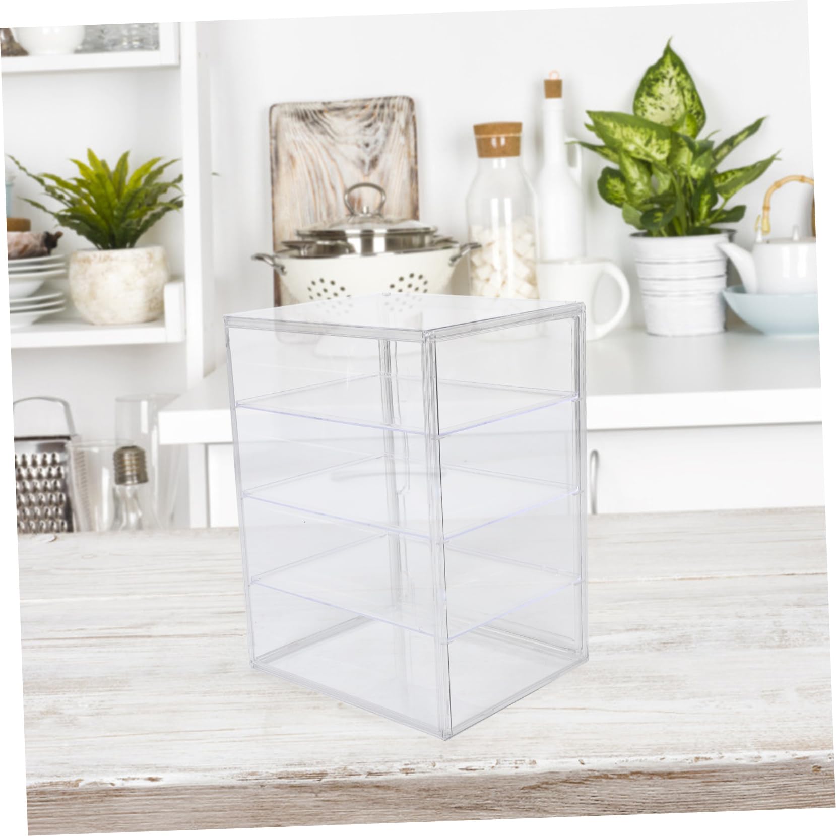 Cabilock Vitrina de Acrílico Transparente con Puerta Magnética y 4 Estantes Ajustables para Mostrador de Cocina, Adecuado como Caja de Pan y Expositor de Pastelería