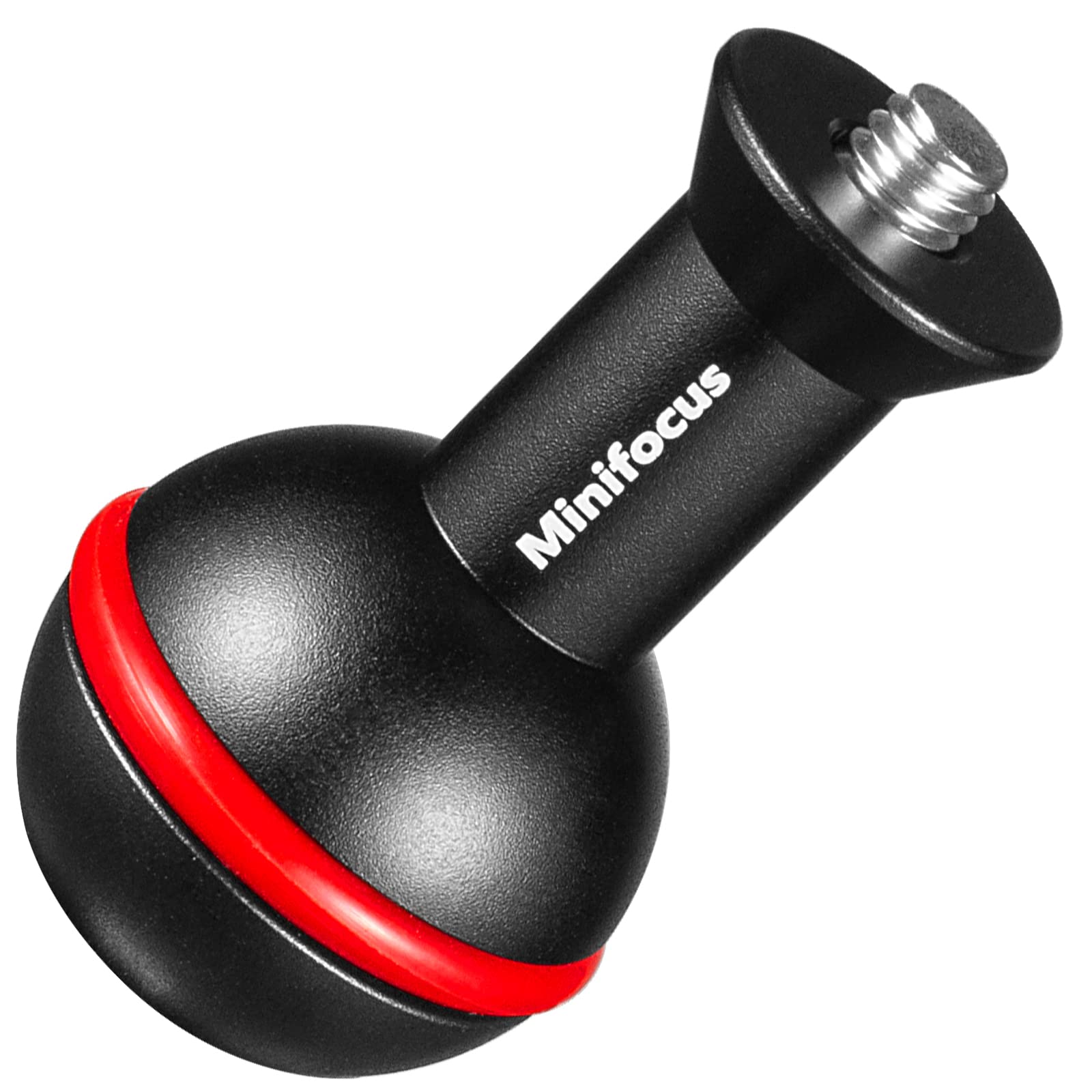 MINIFOCUS Adaptador de bola de 1" con rosca M6 y 1/4", aleación de aluminio, adaptador de montaje de cabeza de bola fija para cámara de acción y videocámara, compatible con soporte de bandeja