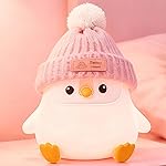 Penguin Silicone Night Light, Cute Pink Penguin Lamp with Hat, Nursery Nightlight for Baby , Rechargeable/Dimmable,LED Squishy Novelty Animal Bedside Touch Lamp,Funny Christmas Gifts for Kids/Girls