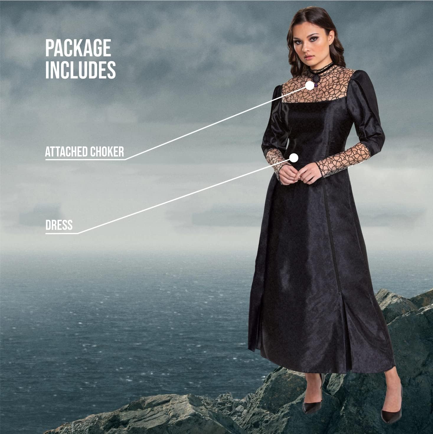 Disguise womens Yennefer Costume, Official the Witcher Costume Dress Outfit and Choker