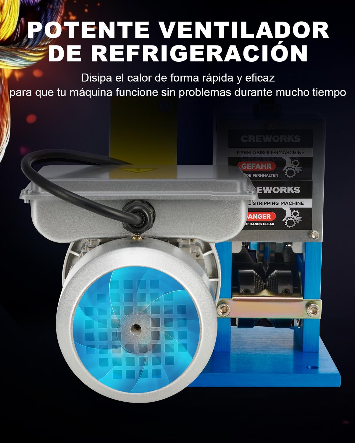 CREWORKS Máquina de Pelacable Electrica 180W 1,5mm-25mm Maquina de Pelar Cables Automática con 5 Canales para Reciclaje de Cobre