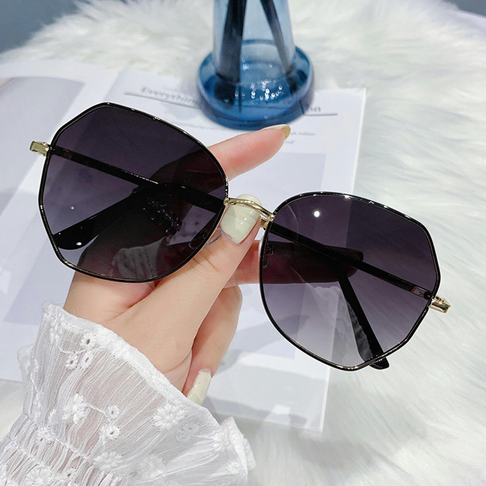 Occhiali da Sole da Donna Occhiali Da Sole Senza Telai Retrò Occhiali Da Sole Da Sole Da Sole Da Sole Marrone Nero