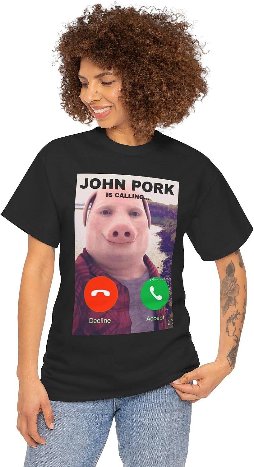 John Pork Funny Answer Call Phone T-Shirt, Brainrot T-Shirt