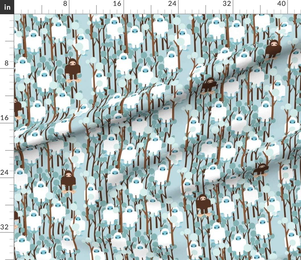 Spoonflower Fabric - Bigfoot Sasquatch Abominable Snowman Crytozoology Yeti Forest Printed on Petal Signature Cotton Fabric by The Yard - Sewing Quilting Apparel Crafts Decor