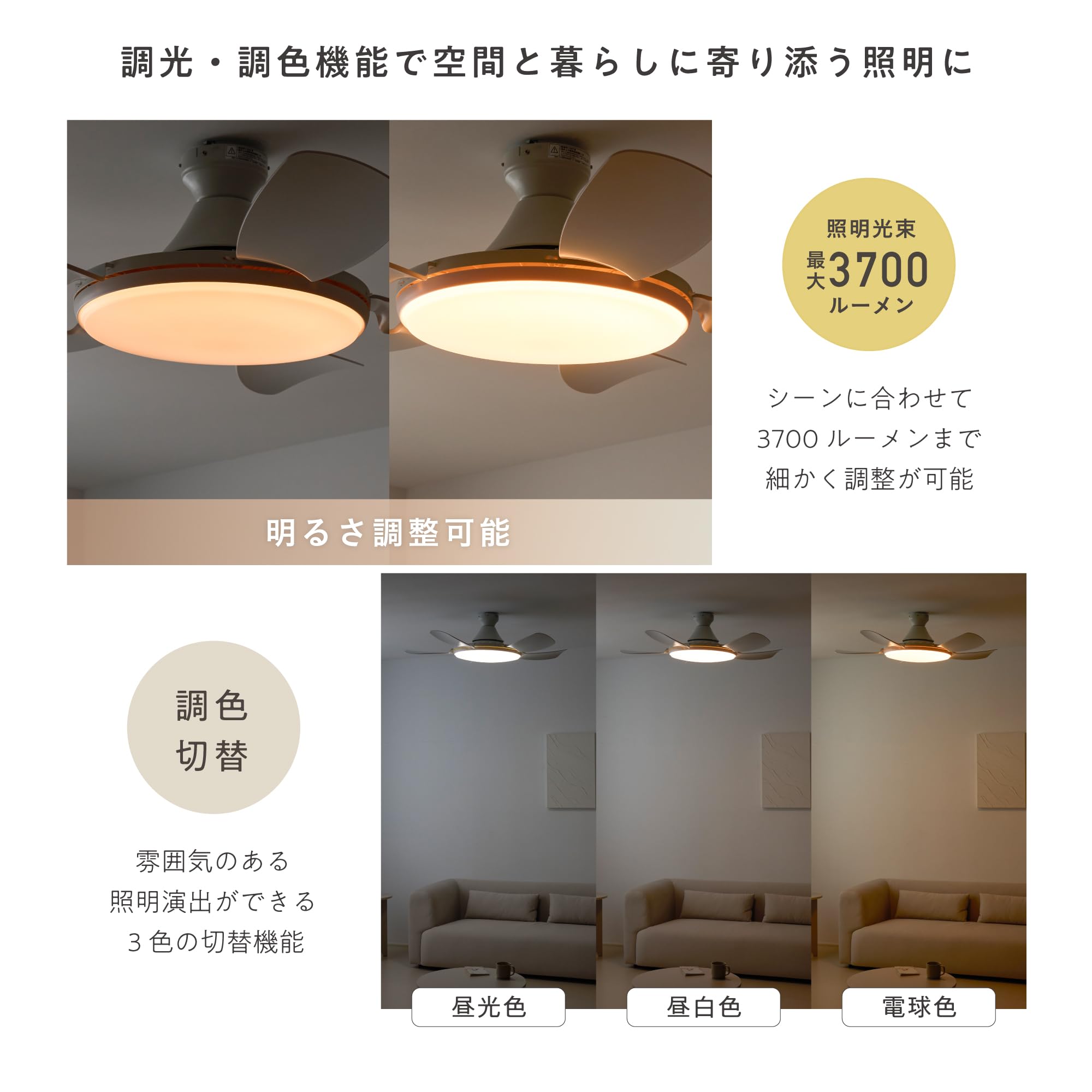Amazon | VENTOTA シーリングファンライト DCモーター リモコン付き 調 