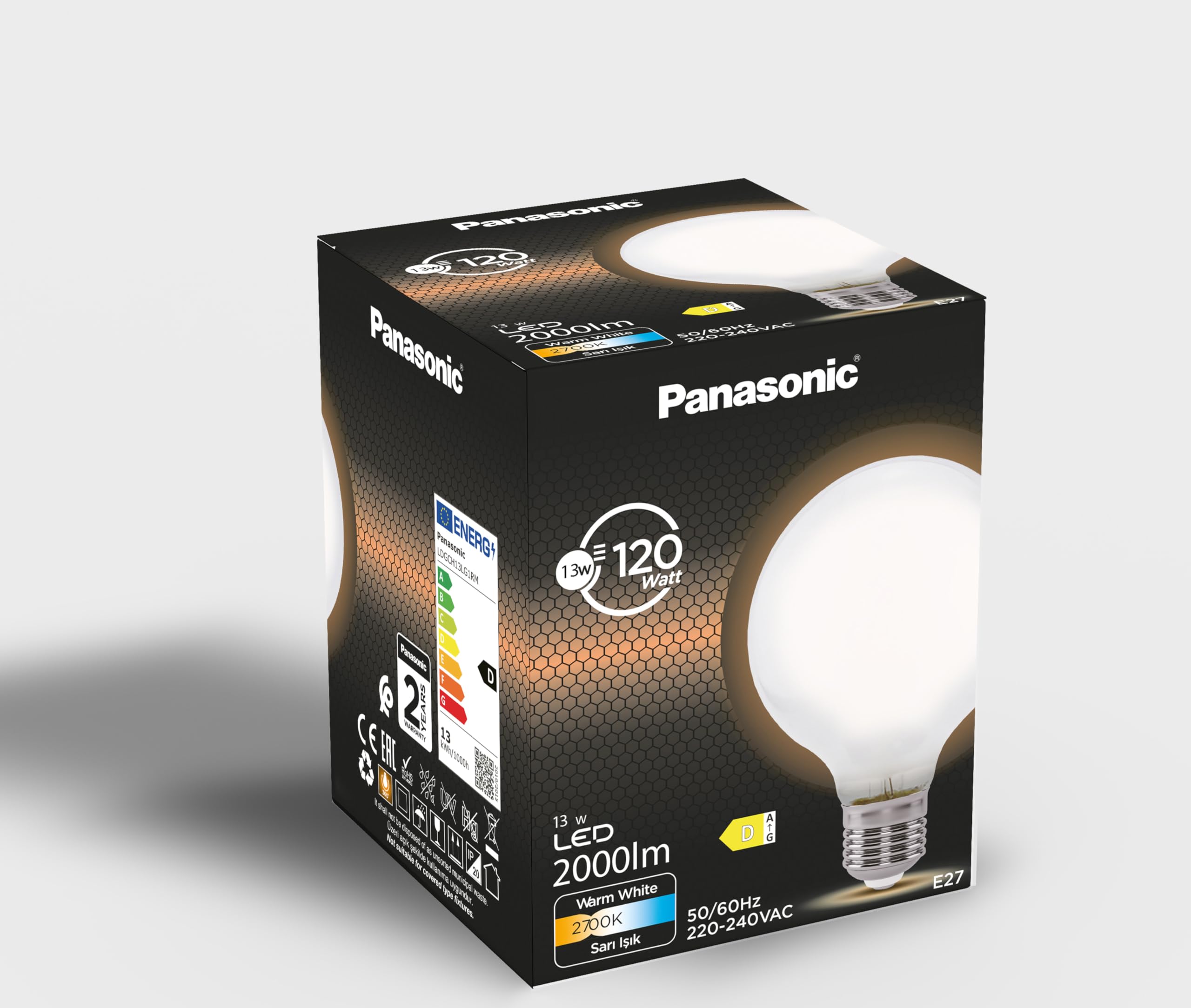 Panasonic Filament Ampul E27 13W 2000LM 2700K Milky
