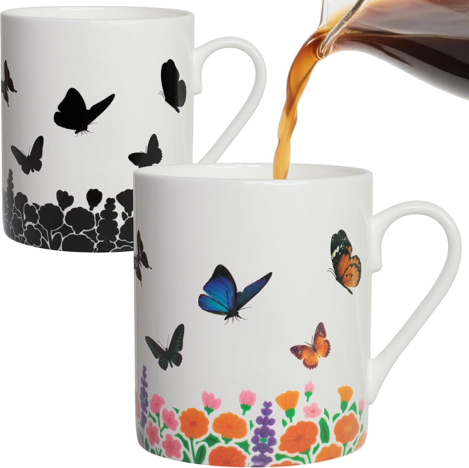 Butterfly Coffee Mug Birthday Gift for Women, Novelty Ceramic Tea Cup Christmas Gifts, Unique Funny Heat Color Changing Mug for Best Friend, Dad, Mom, Sister, Daughter, Teacher. 12 oz.