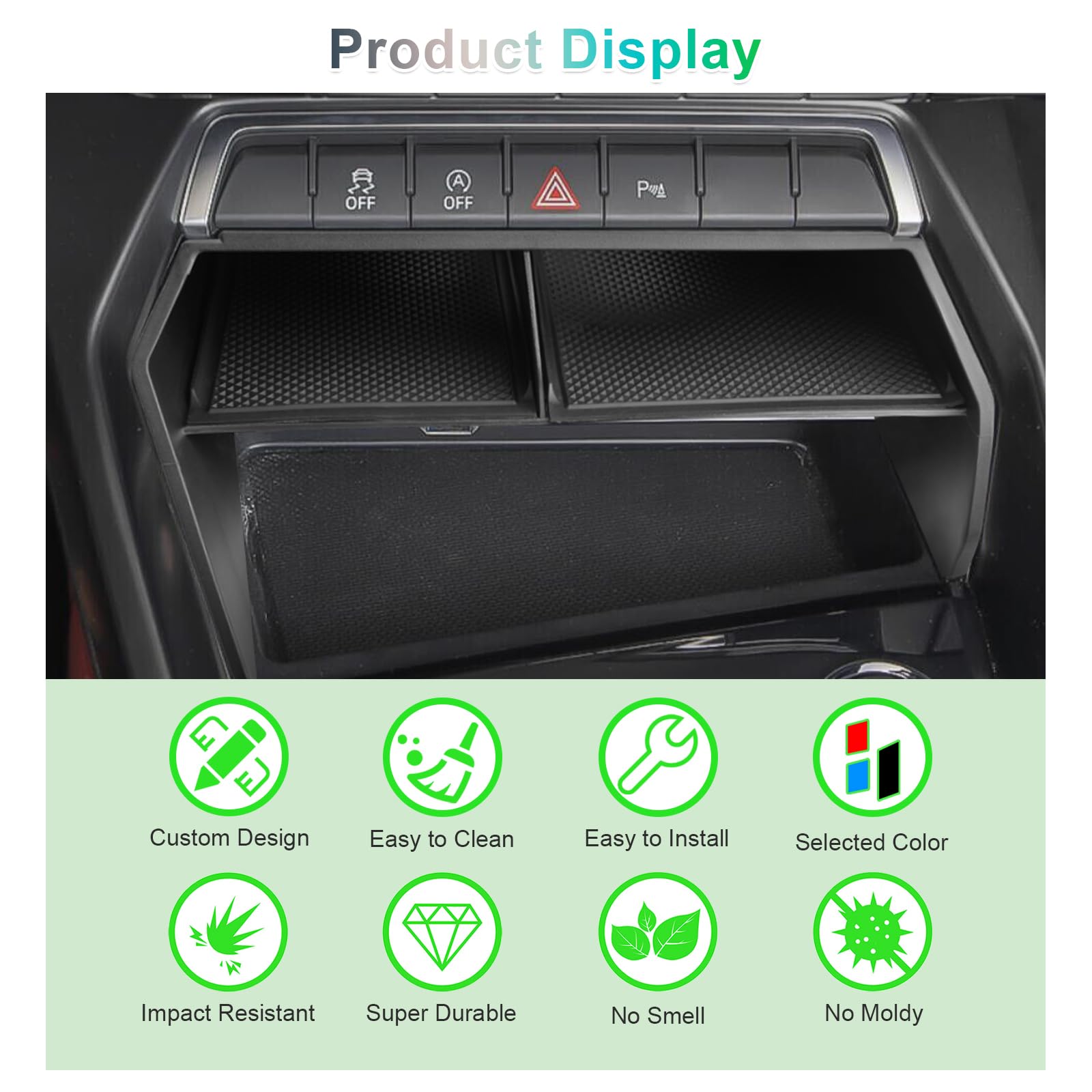 GAFAT Kompatibel mit Audi A3 8Y Sportback 2020-2023 2024 Mittelkonsole Aufbewahrungsbox, A3 Sportback Ablagen Organizer Tray Handschuhfach Unten die Mittelkonsole, A3 8Y Zubehör