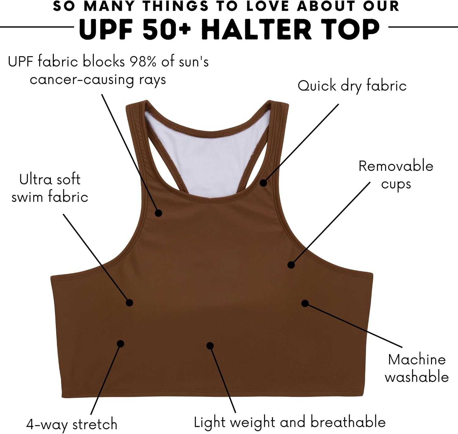 SwimZip Women's Halter Top Swim Suit with UPF 50+ Sun Protection