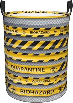 Biohazard Danger Tape Laundry Basket Waterproof Oxford Cloth Organizer Basket Collapsible Clothes Hamper with Handle Toy Gift Bin Baskets