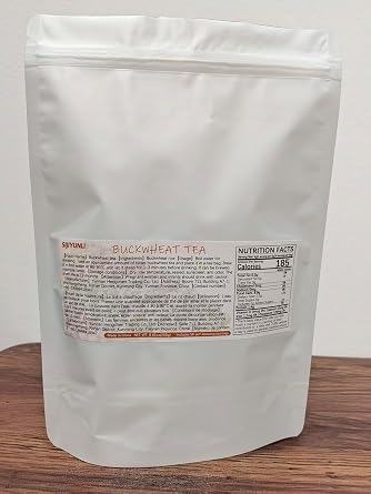 SIJIYUNLI-Buckwheat tea 250g/8.81oz Low-temperature baking,Loose leaf large particle herbal tea,Sugar free,Gluten free,Caffeine free,Includes 50 self-brewing tea bags