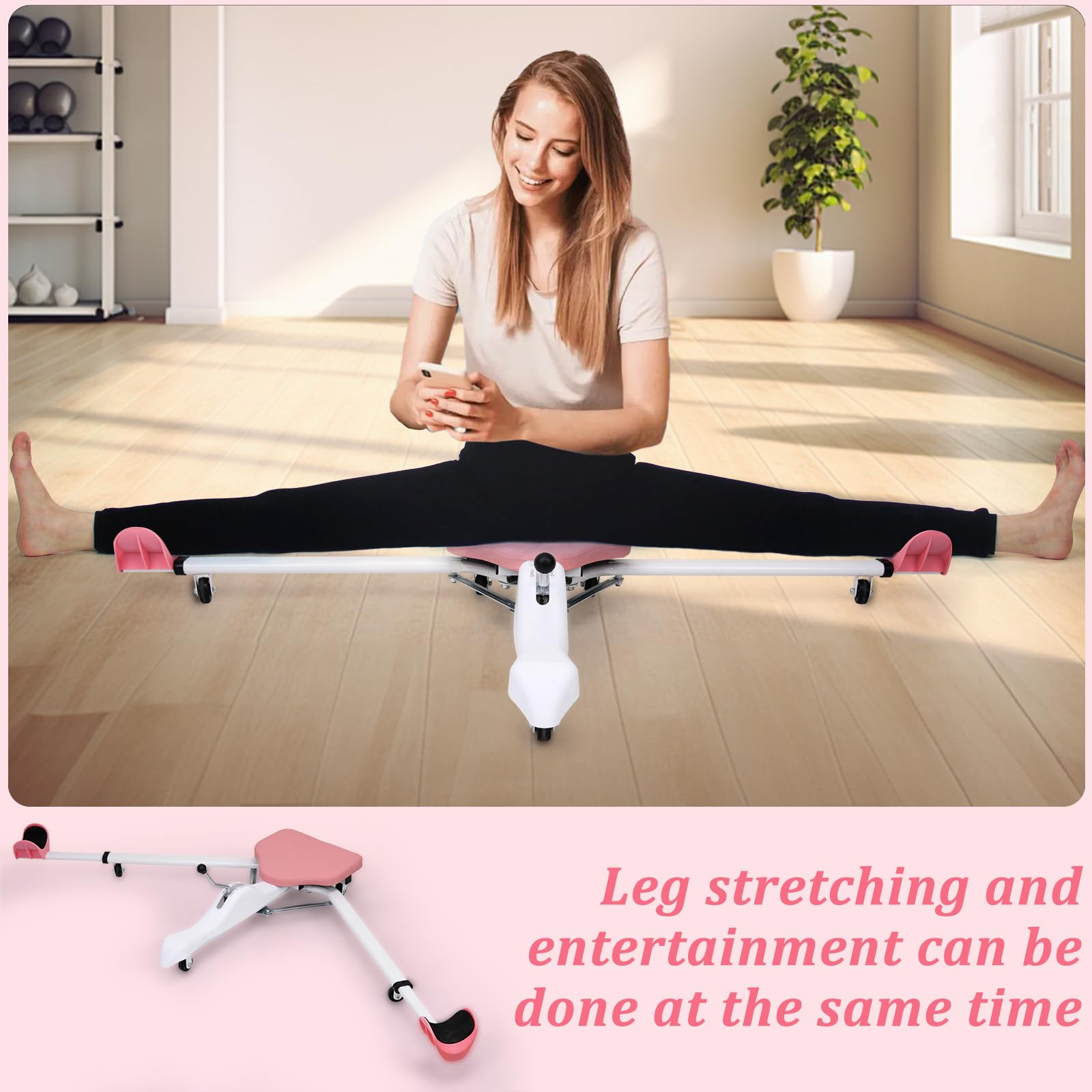 Split Machine, Leg Stretcher Split Machine for Flexibility, Splits Adjustable 0-180° Leg Split Stretching Machine for Ballet, Yoga, Dance, Gymnastics Training Equipment, Silent Wheels, 330lbs Capacity