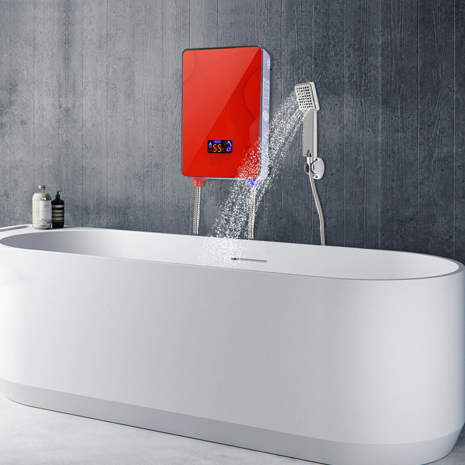 Scaldabagno Istantaneo Elettrico 6500W - Termostato Regolabile 30-55°C, Display LED, Con Doccetta, 220V - Foto 4