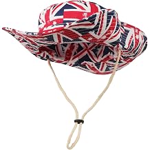 Union Jack Flag Cowboy Hat for Women Men Western UPF 50+ Sun Bucket Hat Wide Brim Cowgirls Hat for Safari Fishing Hiking
